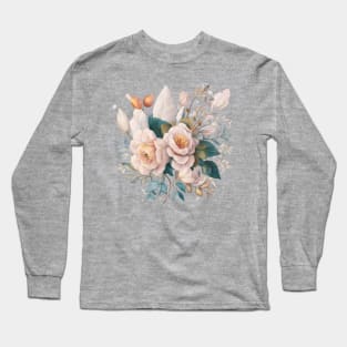 Watercolor Bouquet of Flowers in Vintage Style Long Sleeve T-Shirt